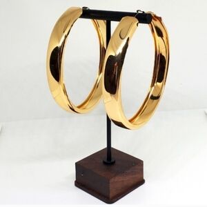 NEW! 14K Gold Plated Chunky Thick Wide Large Hoop Earrings